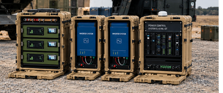 Concept illustration of modular ruggedized man-portable tactical power equipment